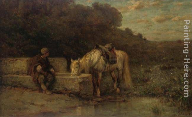 Adolf Schreyer A Rest by the Fountain